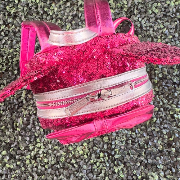 NWOT Loungefly Disney Adorable Sequined Magenta Pink Minnie Mouse Mini Backpack - Picture 14 of 16